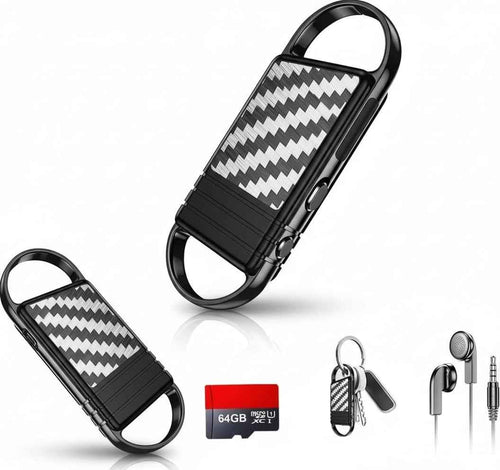 Digitales Diktiergerät, 64GB, KI Rauschunterdrückung, 4800h Audio-Aufnahme mit Wiedergabe, Abhörgerät, Audio Aufnahmegerät, Sprachaktivierte Voice Recorder für Interviews, Vorträge etc.