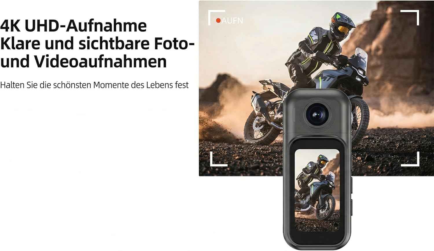 4K Bodycam mit 64GB SD-Karte, 1,47" Touchdisplay, 180° Linse, Ladecase, 30m wasserdicht – Infinn