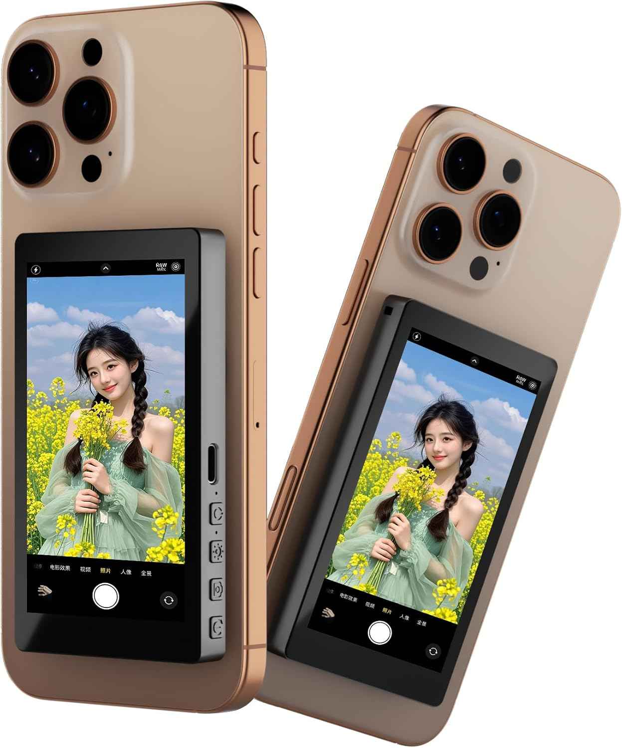 Handy Selfie Monitor 3,97", WiFi 2,4/5 GHz, 5 Std. Akku, Powerbank-Funktion, mit Lautsprecher, große Reichweite, Smartphone Rückkamera, Smartphone Vlog Bildschirm für iPhone & Android, Kabellos