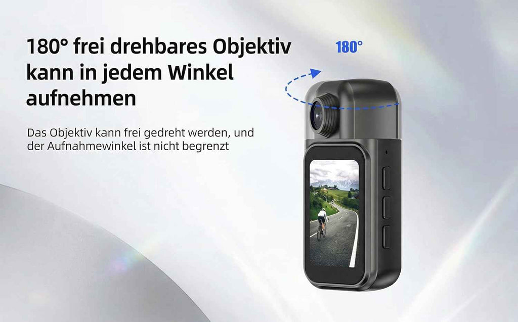 4K Bodycam mit 64GB SD-Karte, 1,47" Touchdisplay, 180° Linse, Ladecase, 30m wasserdicht – Infinn