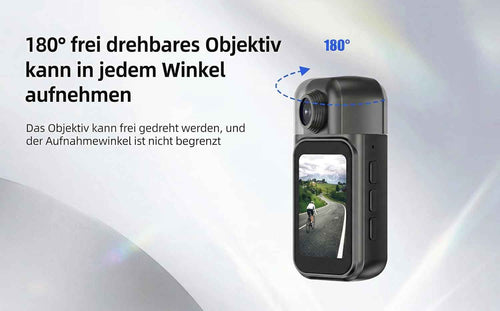 4K Bodycam mit 64GB SD-Karte, 1,47" Touchdisplay, 180° Linse, Ladecase, 30m wasserdicht – Infinn
