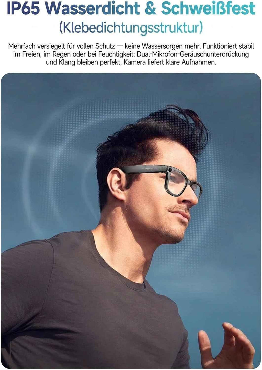 Smart Glasses mit KI & Bluetooth, ChatGPT-Sprachassistent, UV-Schutz, WLAN, Echtzeit-Übersetzung in 89 Sprachen, 2K-Kamera, Open-Ear-Audio, IP65 wasserdicht, Objektidentifizierung, photochrome Gläser