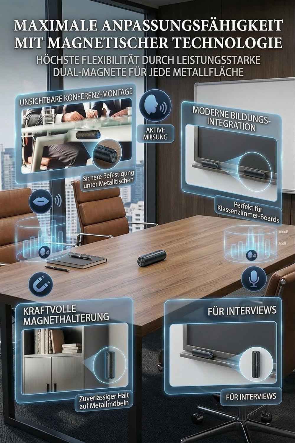 Digitales Diktiergerät, Sprachaktivierte Aufnahme, 30 Tage Daueraufnahme, 64 GB, Magnetische Befestigung, Rauschunterdrückung, Audio Aufnahmegerät