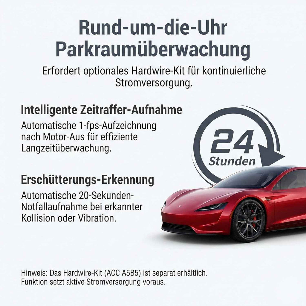 Dashcam Auto 360 Grad, 4 Kameras, 1080p Full-HD, 64 GB, Loop-Aufnahme, Auslöser bei Unfall, 24h Parküberwachung, WiFi, Nachtsicht, G-Sensor, Bewegungsdetektor, 3" IPS-Display, Wasserdicht