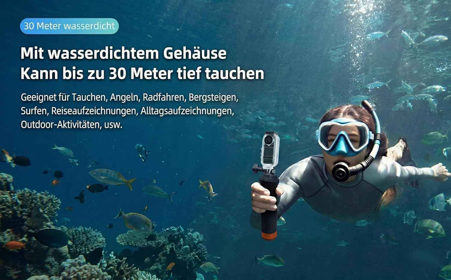4K Bodycam mit 64GB SD-Karte, 1,47" Touchdisplay, 180° Linse, Ladecase, 30m wasserdicht – Infinn