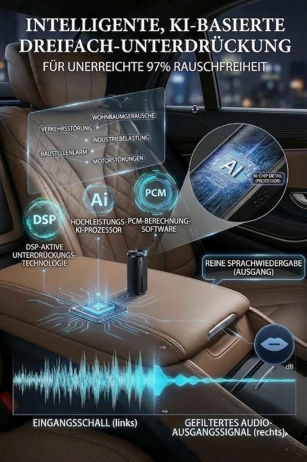 Digitales Diktiergerät, Sprachaktivierte Aufnahme, 30 Tage Daueraufnahme, 64 GB, Magnetische Befestigung, Rauschunterdrückung, Audio Aufnahmegerät