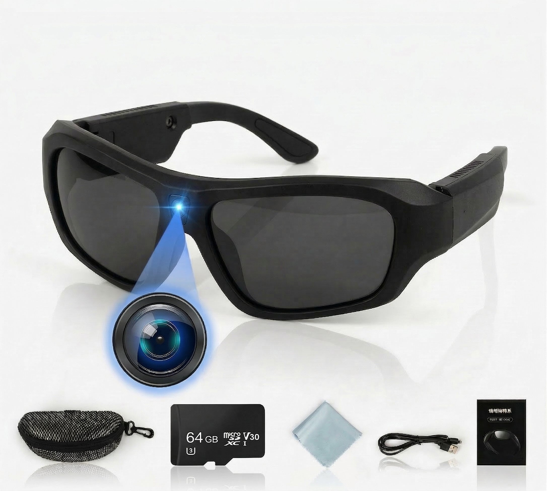 Sportbrille mit 4K-Kamera 64GB – 120° Weitwinkel, UV-Filter, Action Sonnenbrille für Sport & Outdoor