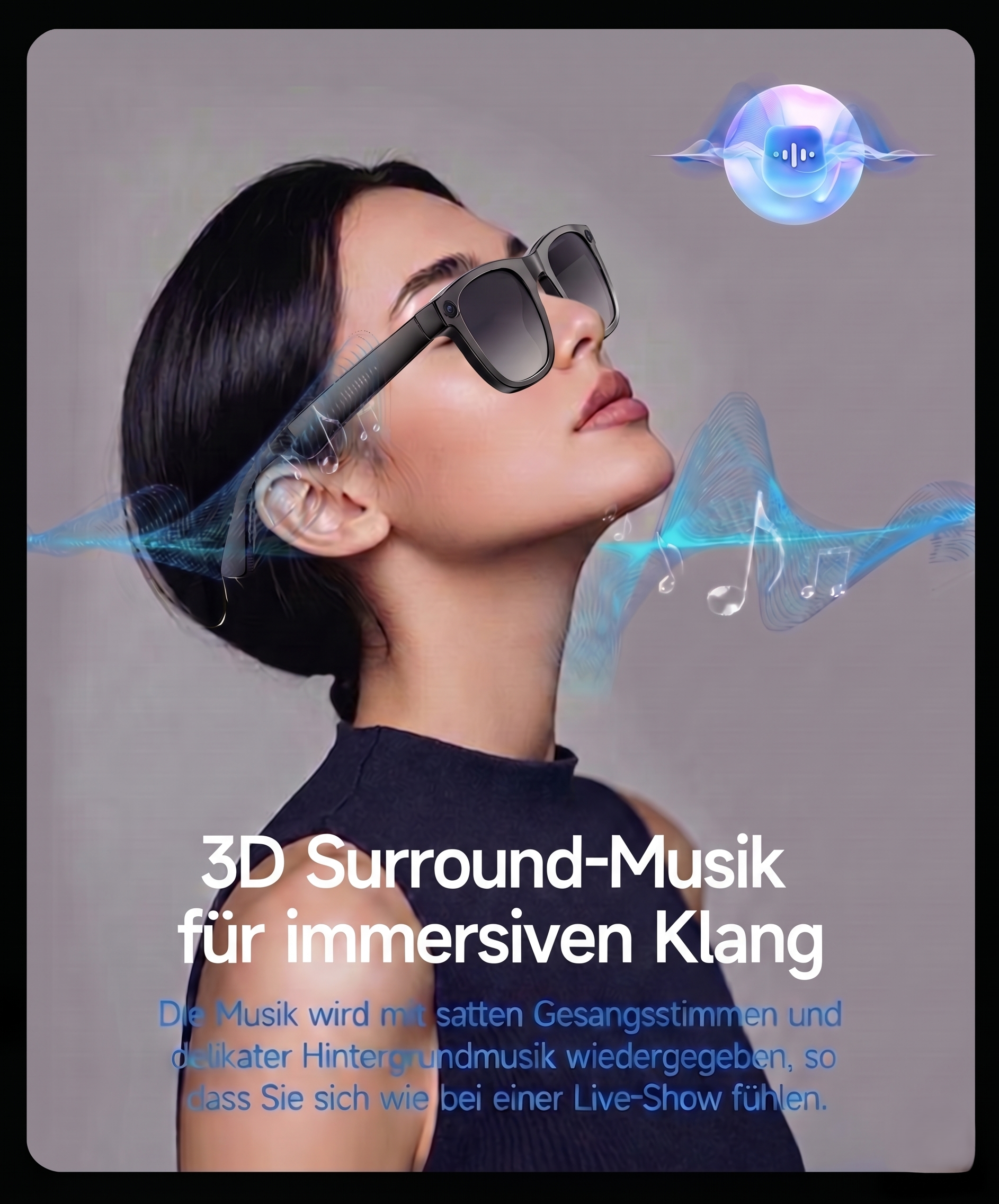 Smart Glasses mit KI-Assistent – Echtzeit-Übersetzung, 2K-Kamera, ChatGPT, Open-Ear-Audio & UV-Schutz
